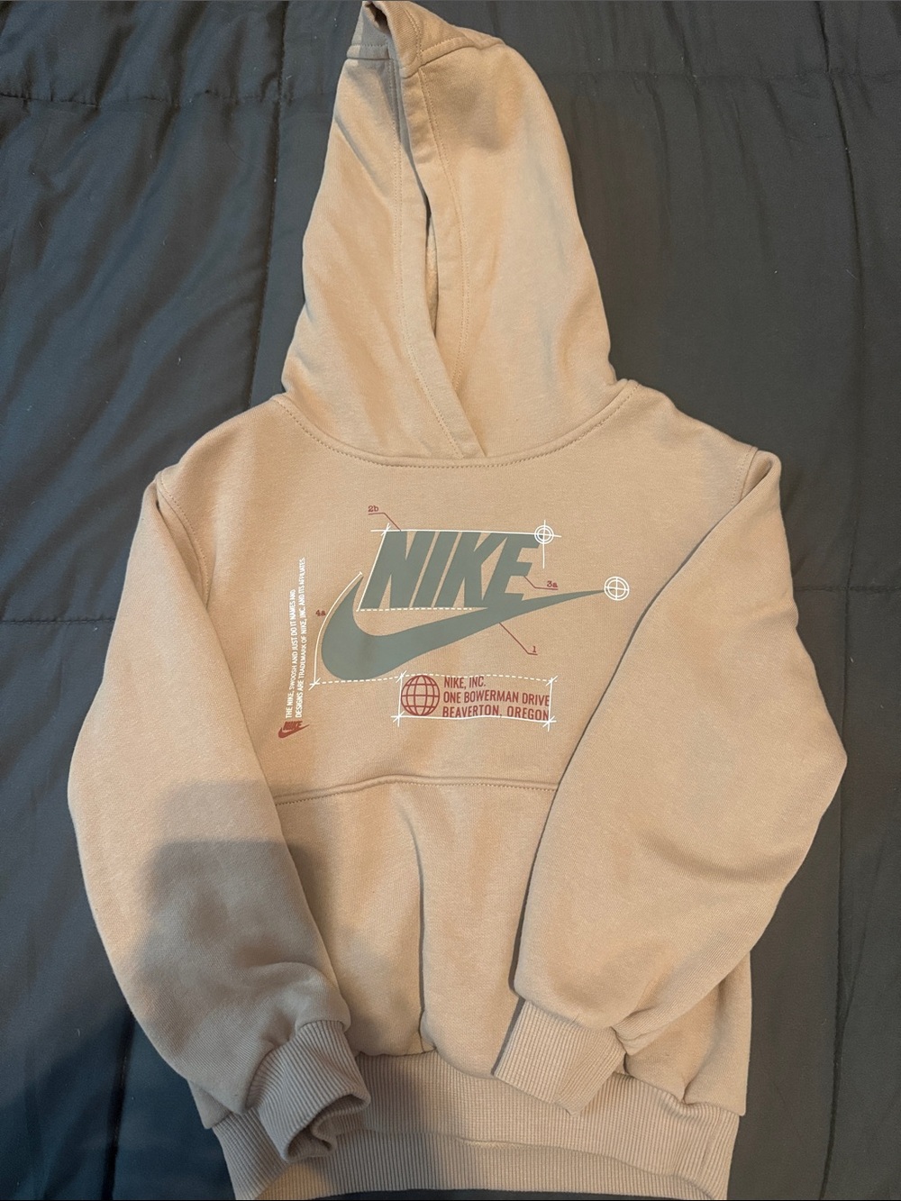Nike Beige Hoodie with Olive Graphic